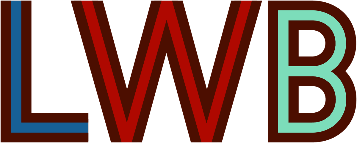 LWB's Logo in teal, magenta, and blue