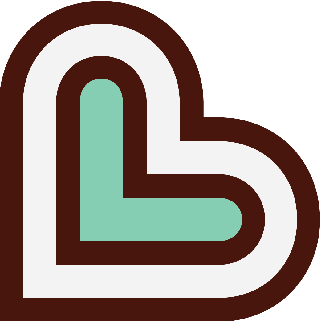 LWB's teal, brown, and white heart logo